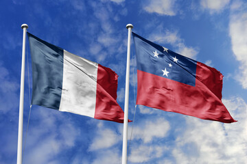 3D illustration, France and Samoa alliance and meeting, cooperation of states.