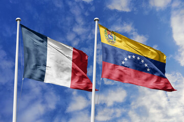 3D illustration, France and Venezuela alliance and meeting, cooperation of states.