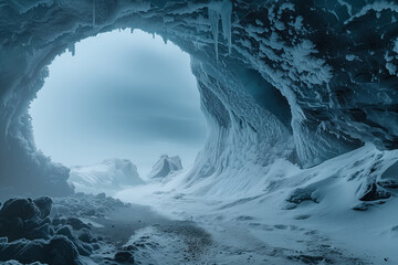 view from an icy cave in the highlands