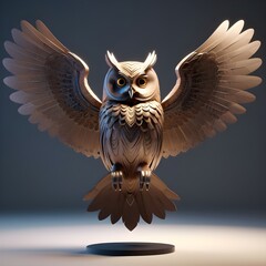 Realistic Owl Sculpture with Outstretched Wings