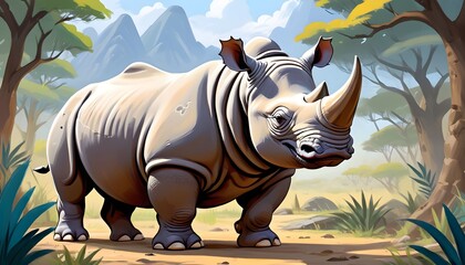 Gentle Giant Rhinoceros in Natural Habitat 