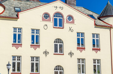 View of buildings in Alesund, Norway, city known for Art Nouveau architecture