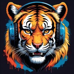 Sound of the Wild: Tiger with Blue Headphones