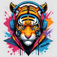 Urban Jungle Beats: Tiger with Headphones 