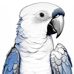 Majestic Blue and White Parrot Portrait