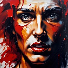 Dramatic Portrait of a Woman with Paint Strokes