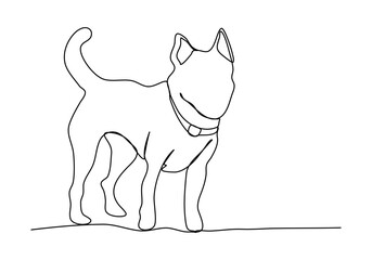 Dog. One line drawing vector illustration.