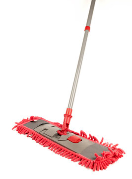Floor mop on a white background. A mop with a rag. The concept of cleaning in the house.