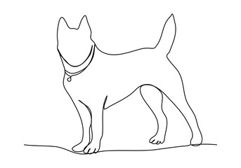 Dog. One line drawing vector illustration.