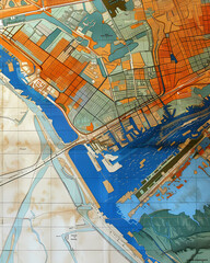 Artful City Map - Vibrant Painting Featuring Havre Landmarks