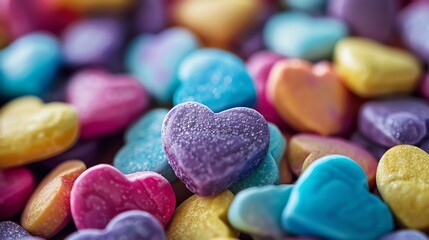 Colorful candy hearts background. Sweet food. Love and Valentine's Day concept.
