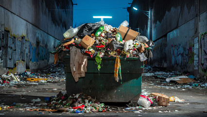 Trash dumpster, container, garbage, bulky waste, disposal, junk, waste
 - obrazy, fototapety, plakaty