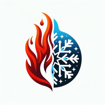 Modern Logo Design Blending Fire and Ice Motifs