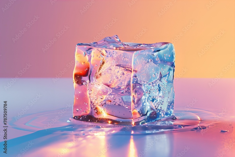 Wall mural Summer background with a cube of ice