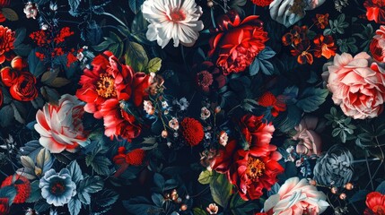 Floral Digital Print Design with Patterns Everywhere - obrazy, fototapety, plakaty