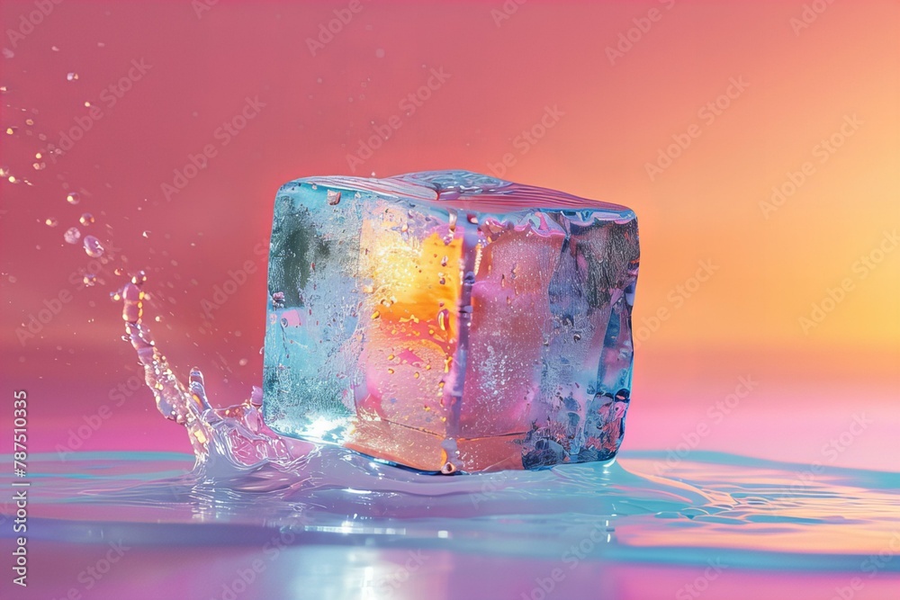 Canvas Prints Summer background with a cube of ice