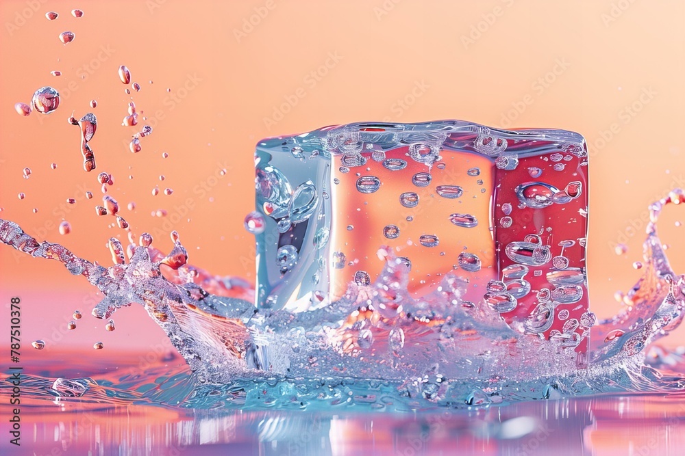 Wall mural Summer background with a cube of ice