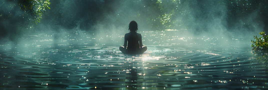 Tranquil Meditation by Turquoise Waters | Stock Photo