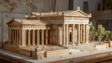 Naklejka premium A detailed model of a reimagined ancient temple AI generated illustration