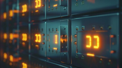 A digital rendering of a safe deposit box with glowing numbers  AI generated illustration