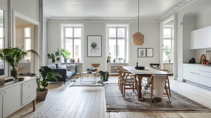 Fototapeta premium A flat with a bright and airy feel AI generated illustration