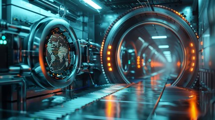 A futuristic bank vault with digital security measures  AI generated illustration