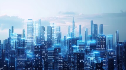 A futuristic digital cityscape  AI generated illustration