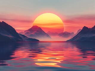 Naklejka premium Atmospheric refraction bending the image of a sunrise