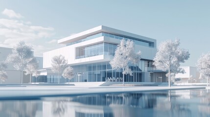 A geometric 3d visualization of a corporate office building  AI generated illustration