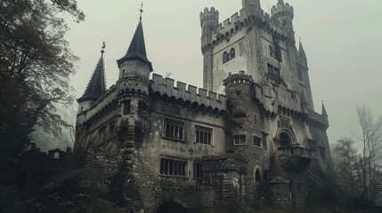 Fototapeta na wymiar A gothic castle with a dark and twisted history AI generated illustration