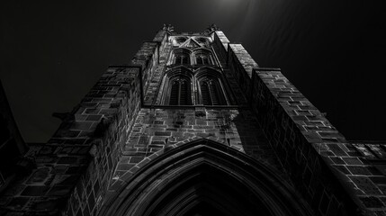 A gothic tower reaching up into the darkness  AI generated illustration