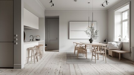 A minimalist Scandinavian home with spruce and pine accents  AI generated illustration