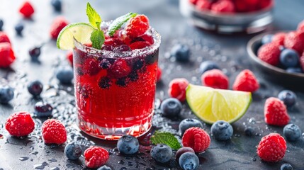 Fresh Drink With Berries and Lime