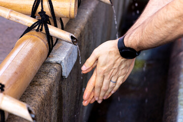 Washing Hands at Japanese Temple 