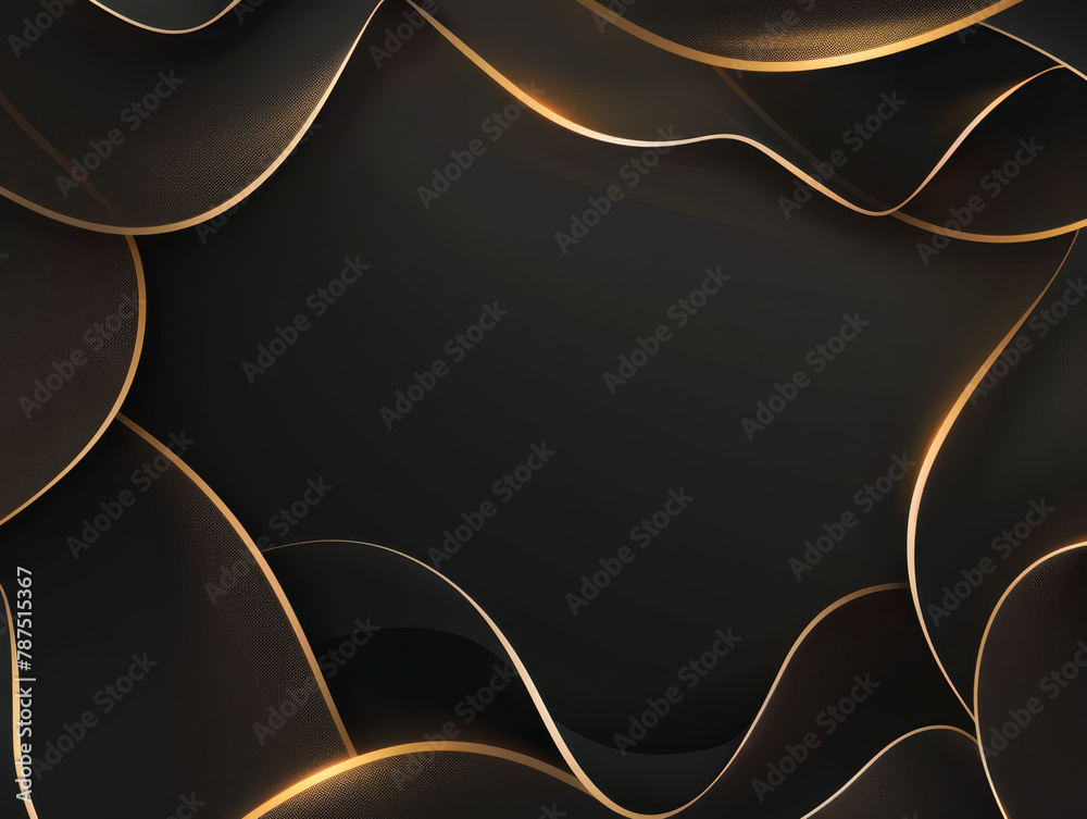 Poster Golden abstract fractal with symmetrical geometric patterns.