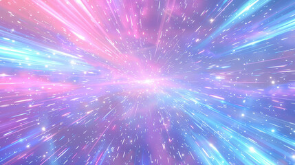 Naklejka premium Vibrant abstract starburst in pinks and blues simulating light speed.