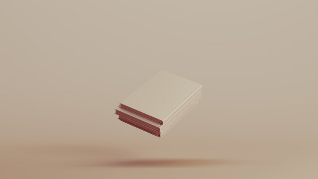 Books notebook hardcover row education information neutral backgrounds soft tones beige brown 3d illustration render digital rendering