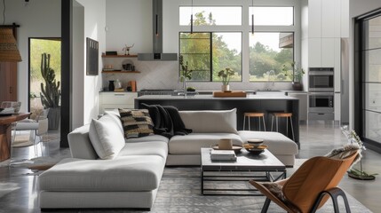 Fototapeta premium A modern minimalistic design with sleek lines and metallic accents AI generated illustration