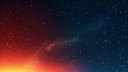 Gradient space background from red to blue with stars and cosmic dust.
