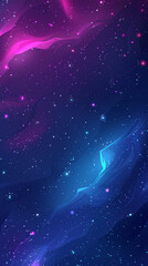 Blue and purple cosmic swirl with stars on a dark background.