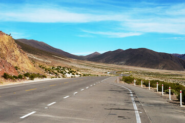 Beautiful landscape of the Bolivian highlands where national route 5 passes