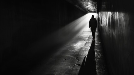 A shadowy figure disappearing into the darkness  AI generated illustration