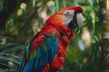 Fototapeta premium Colorful Parrot Perched on Tree Branch