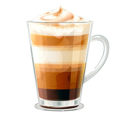 A latte. Isolated on transparent background.