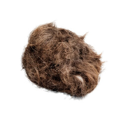 A lump of cat hair . Isolated on transparent background.