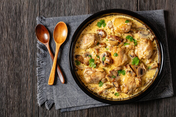 chicken thighs in a creamy mushroom garlic sauce © myviewpoint
