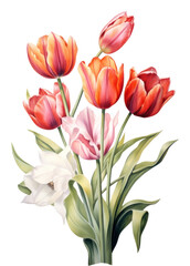 Naklejka premium PNG Tulips flower plant inflorescence. 