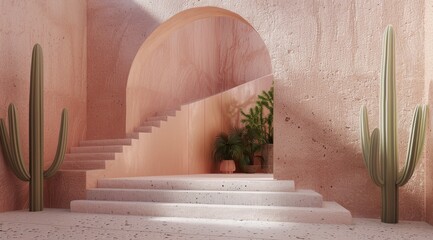Palm Tree Against Pink Wall