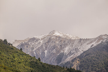 Cerro Catedral, main ski center in Argentina. Bariloche Route 40, autumn winter season with orange, yellow and green colors. Argentine Patagonia