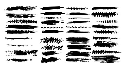 Underline brushstroke set. Collection shape element line and stroke design abstract. Texture divider outline note. Sketch marker border, crayon stripe kit, grunge creative text decoration - obrazy, fototapety, plakaty